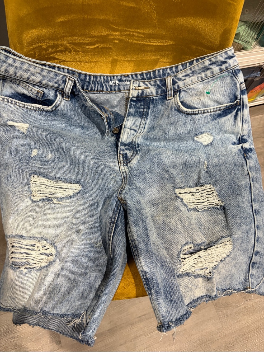 CO Light Blue Distressed Denim Jean Shorts